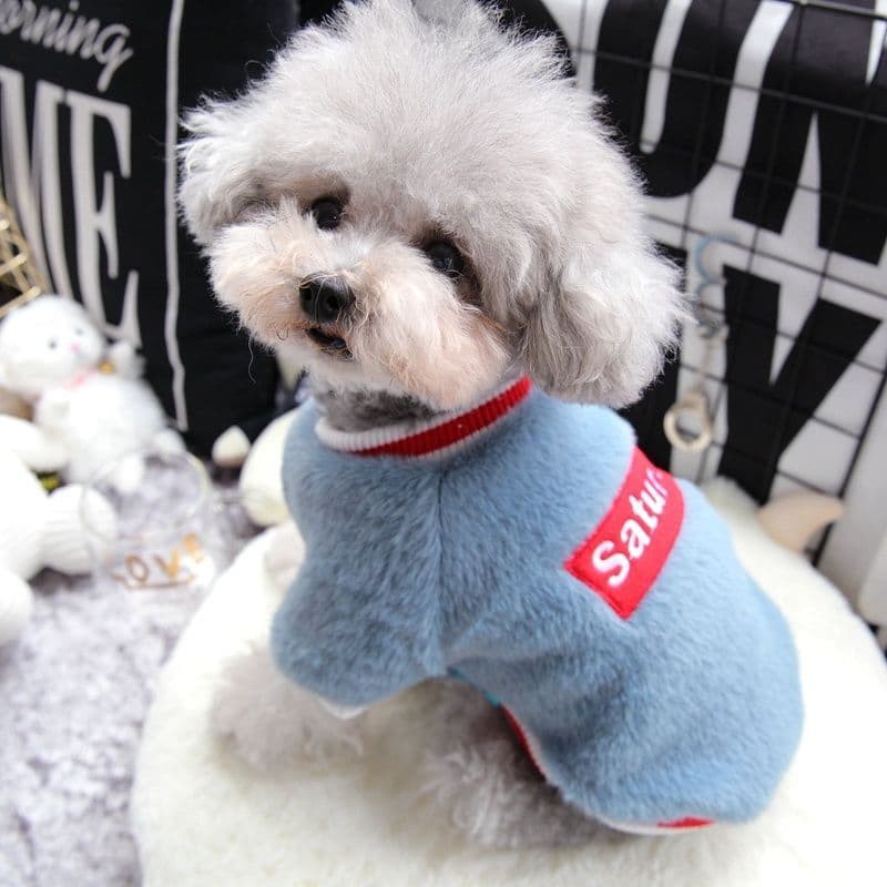 Cão de pelúcia roupas de inverno pequeno cão quente cordeiro velo bonito moletom Poodle em torno do pescoço pulôver outo