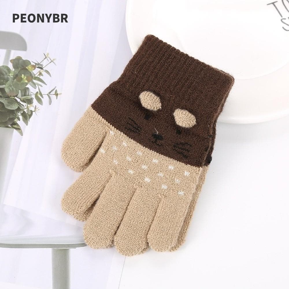 PEONYHOME Luvas Infantis De 3 A 10 Anos , Quentes De Inverno Para Crianças À Prova De Frio Elásticas Macias E Grossas Be