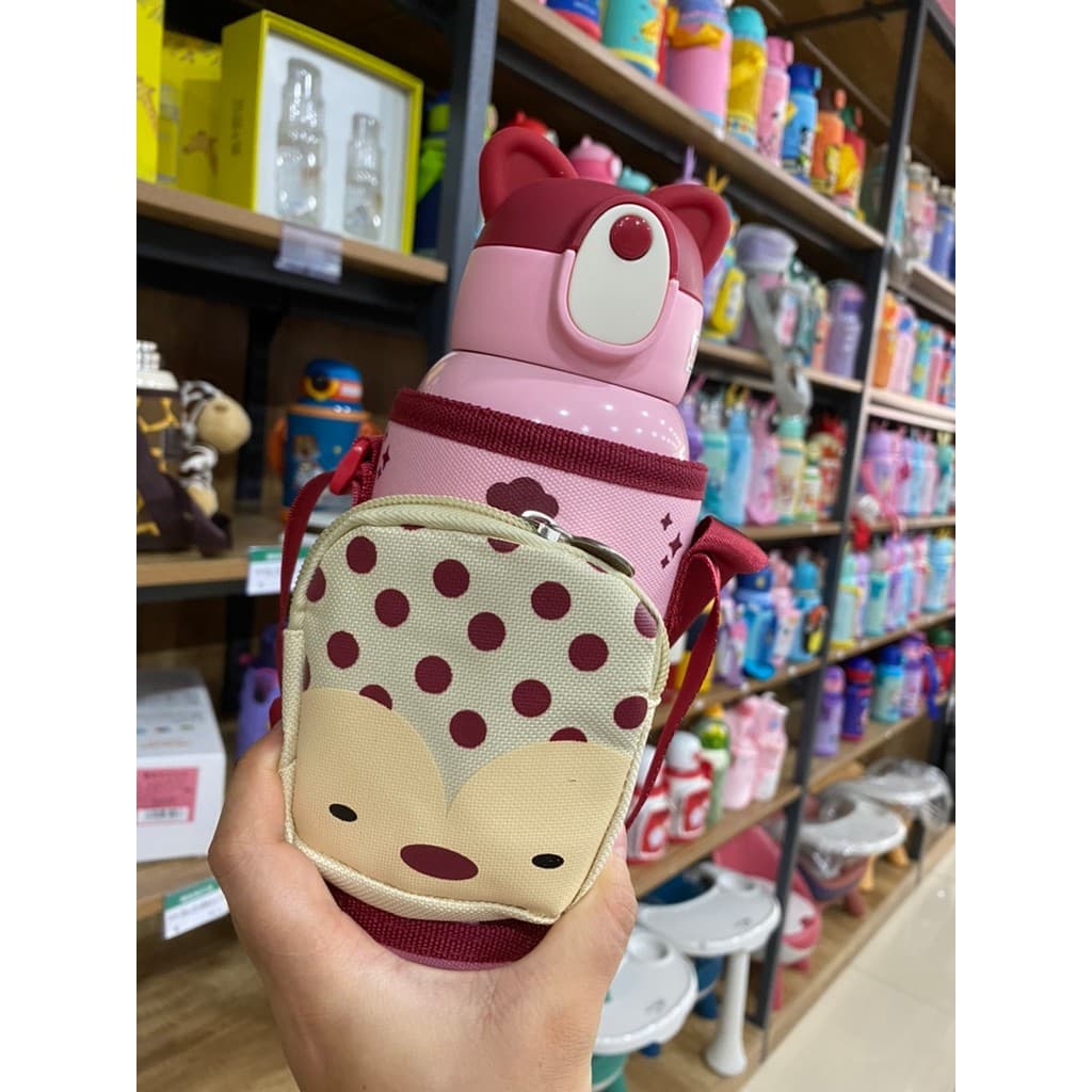 Bei Dezoito Animal Mochila Pequena Copo Térmico Infantil de Aço 316 com Canudo Garrafa de Água para Estudantes de Escola