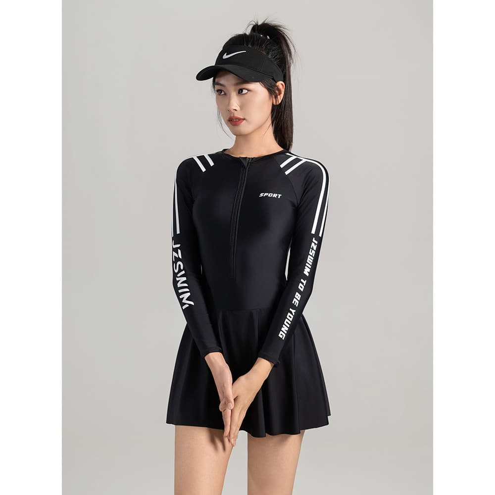 Novo estilo maiô feminino Plus Size gordura mm piscina saia de uma peça estilo preto conservador capa barriga mais magro