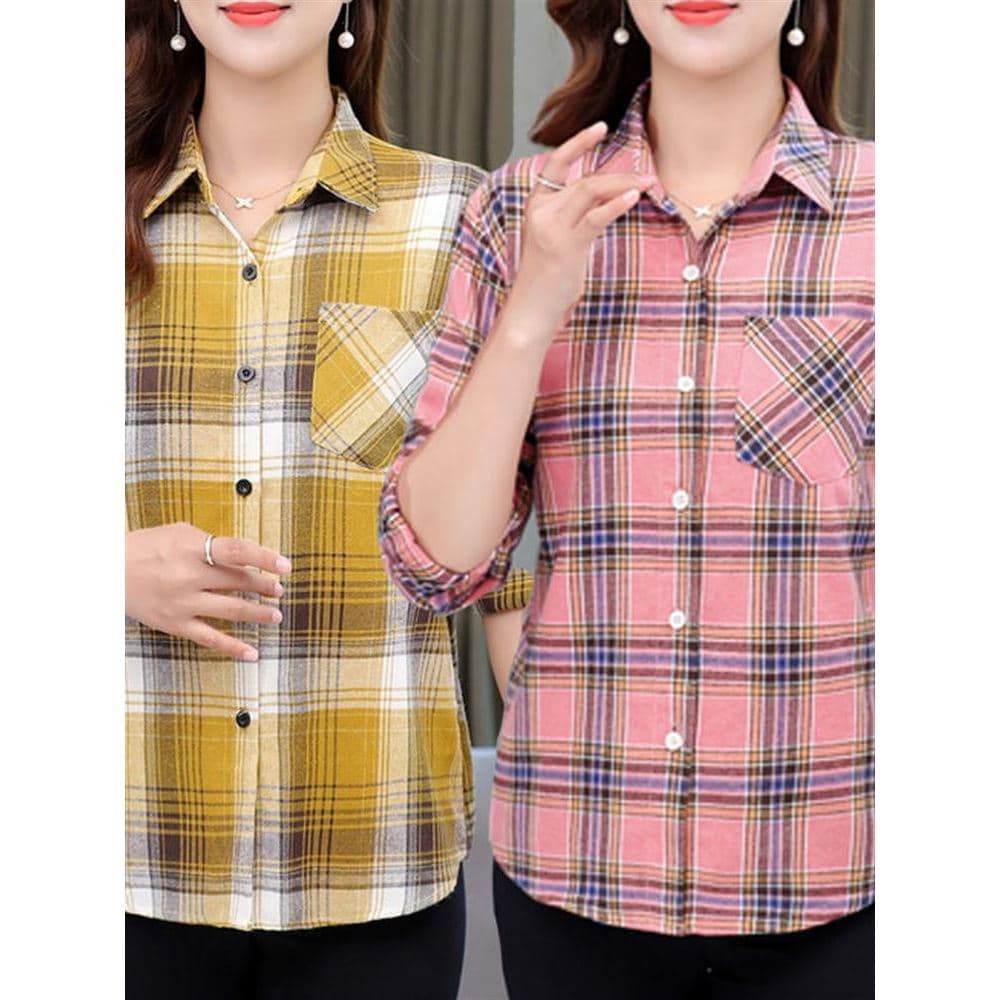 Camisa protetora solar de verão para idosos de meia-idade, roupas femininas, Casual, xadrez, manga comprida, cardigã, pr