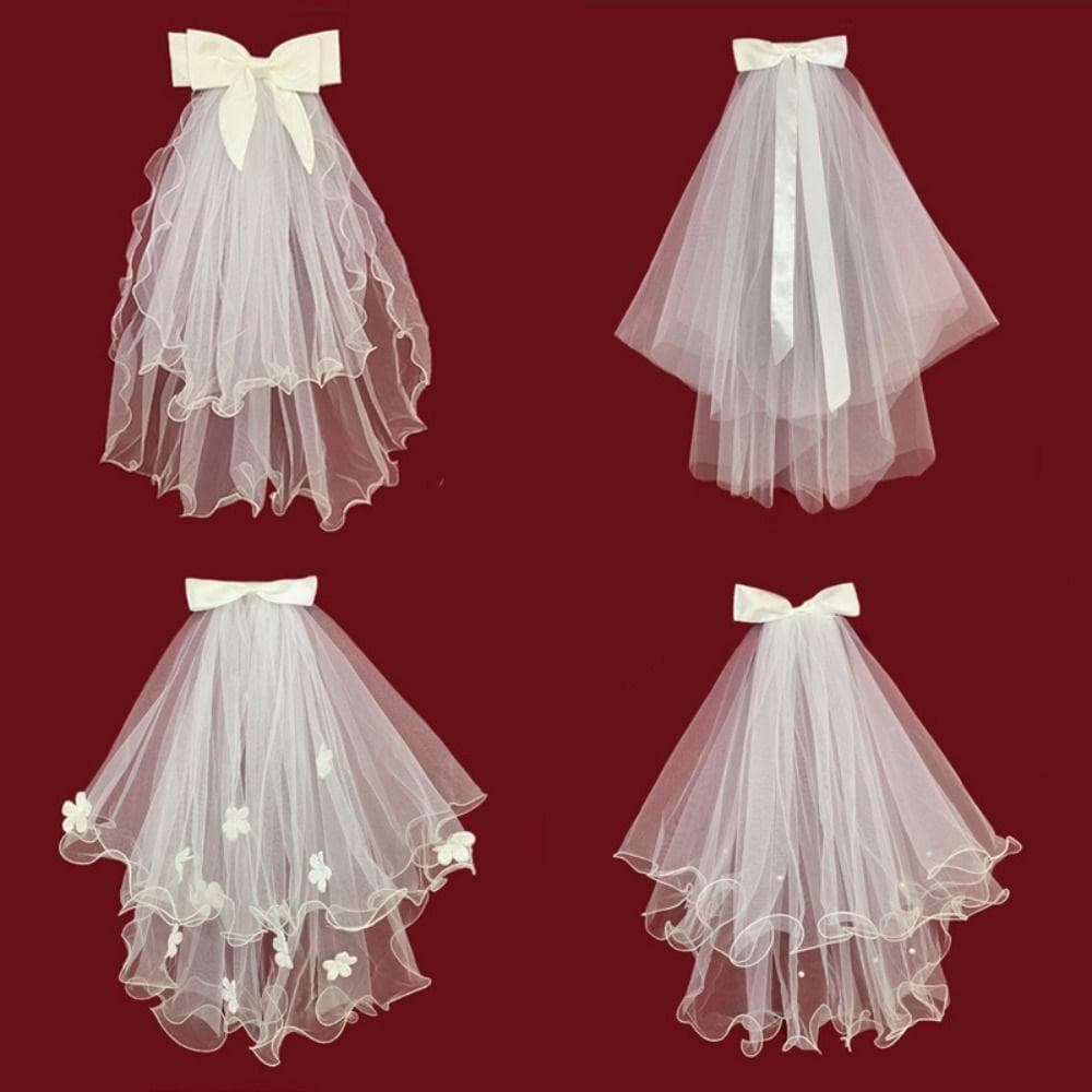 Véu De Casar Noiva Com Arco De Pérola , Flor De Temperamento Fita Gaze Para Casamento Acessórios