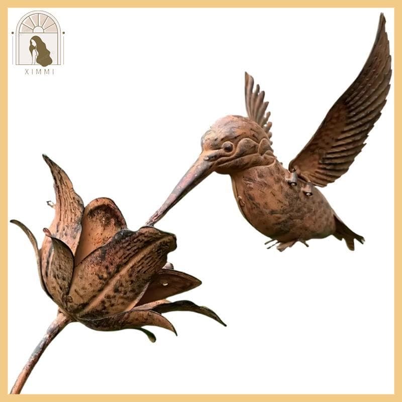 * XIMM * Escultura Beija-Flor Metal Exclusiva Artística Ferro Forjado Figura Pássaro Ar