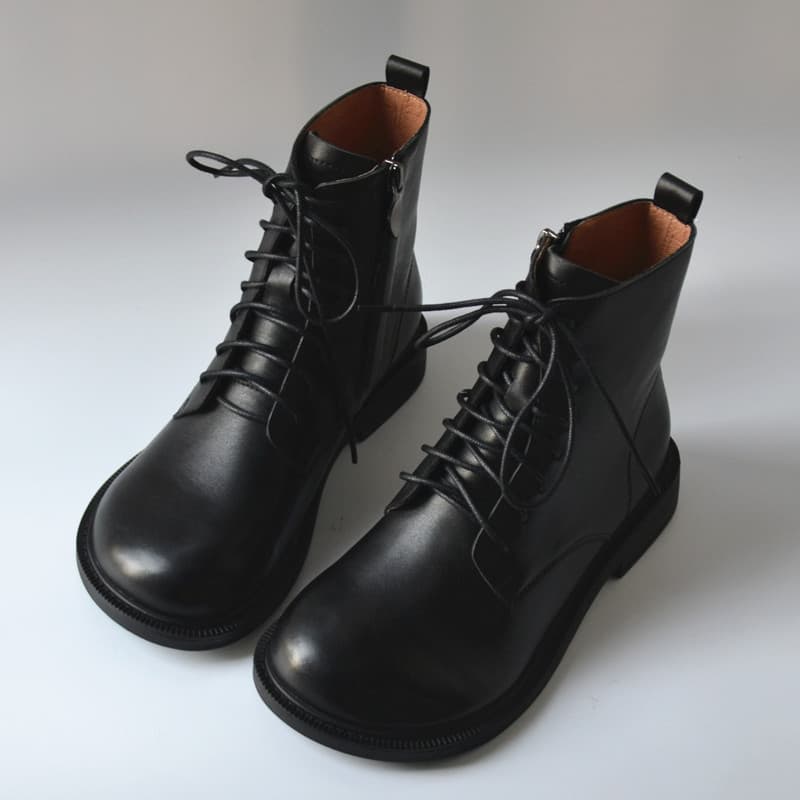 Botas Martin de couro genuíno com oito furos e cabeça grande estilo Mori japonês coreano retrô arte botas curtas bico re