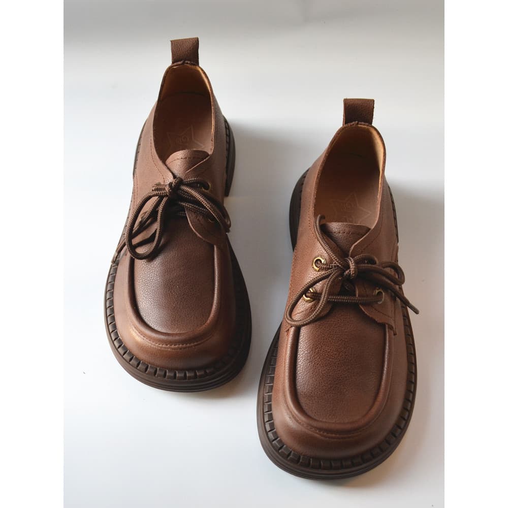 Comércio exterior pedido Original couro genuíno dedo do pé gordo sapatos feios soltos Retro bonito mais magro olhar brit