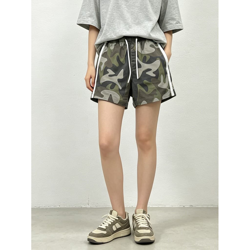 Tamanho pequeno Shorts femininos verão confortável camuflagem calças quentes capaz JEANS feminino solto calças casuais c
