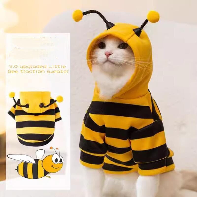 Fantasia de Abelha para Animais de Estimação, Roupa de Halloween para Cães, Moletons Quentes de Inverno para Animais de