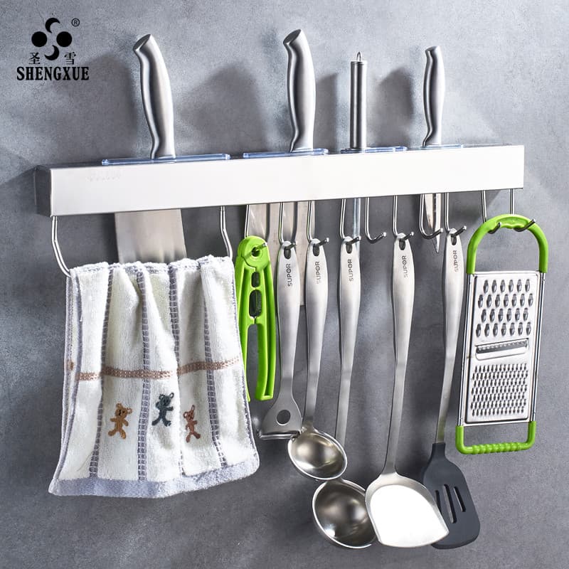 Cabide de cozinha sem perfuração, aço inoxidável 304, suporte para faca de cozinha, espátula, gancho, suporte para faca
