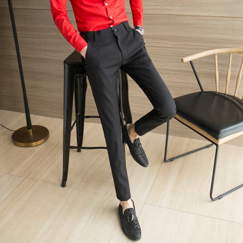 2024 primavera outono High-End na moda magro terno calças masculinas moda tornozelo comprimento calças casuais versão co