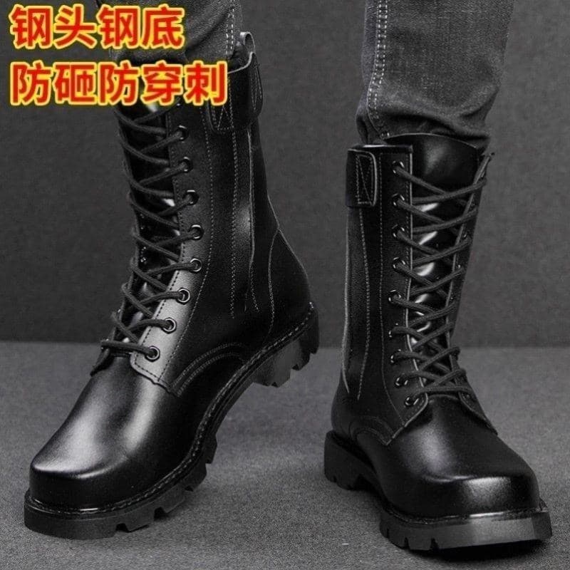 Genuíno botas de couro completo masculino caminhadas ao ar livre sapatos Martin botas de alta qualidade botas de lã gros