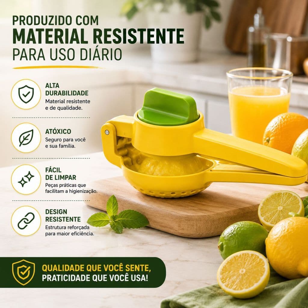 Espremedor De Frutas Limão Manual Giro 360 Extração Total De Suco Praticidade Casa Restaurante Bar