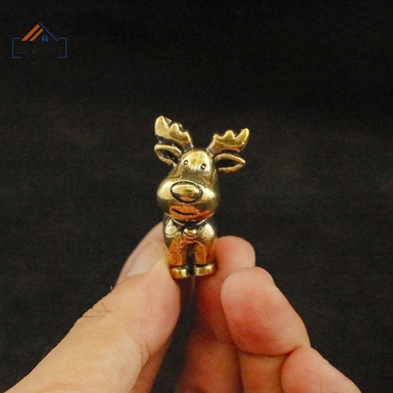 [Scarlett] Estatueta De Alce De Latão Artesanal , Enfeites De Metal De Cobre Com Detalhe De Chifre , Decoração Natal , D