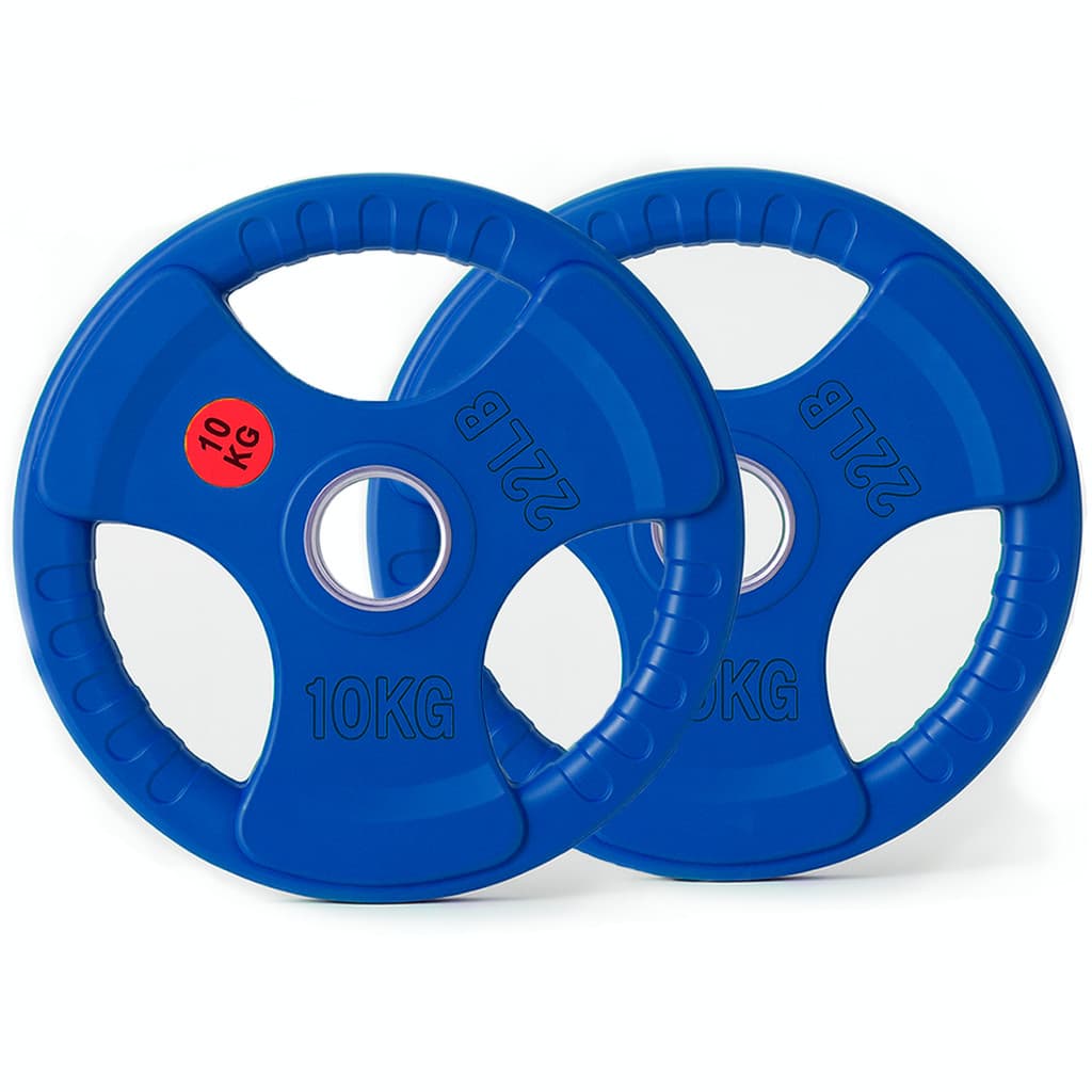 Par Anilha Olímpica 10kg Fitcore Emborrachada com Pegas Furo p/ Barra 50mm Academia Treino Funcional