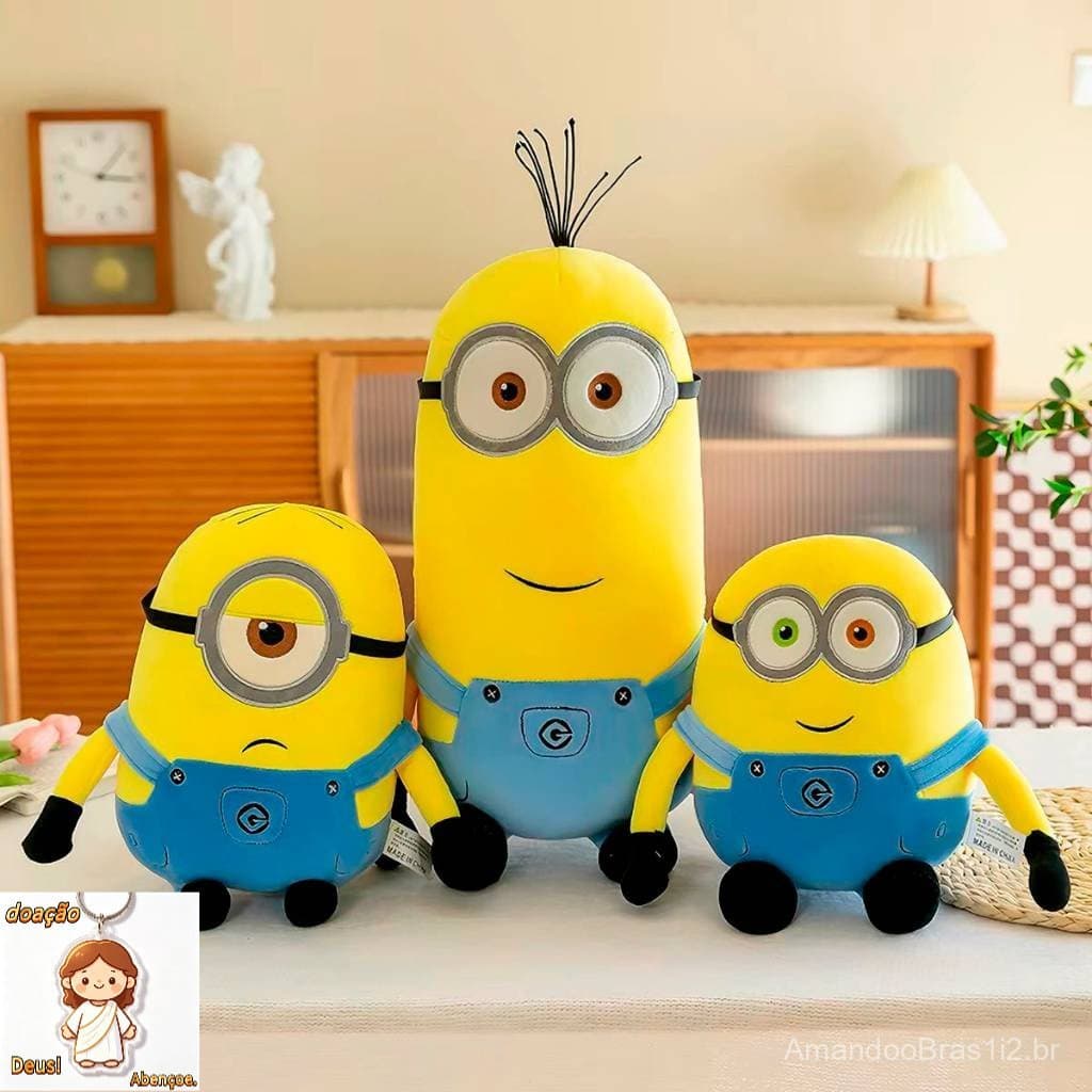 Pelúcia Minions Fofa e Macia para Crianças – Boneco Decorativo e Colecionável -3 Modelos
