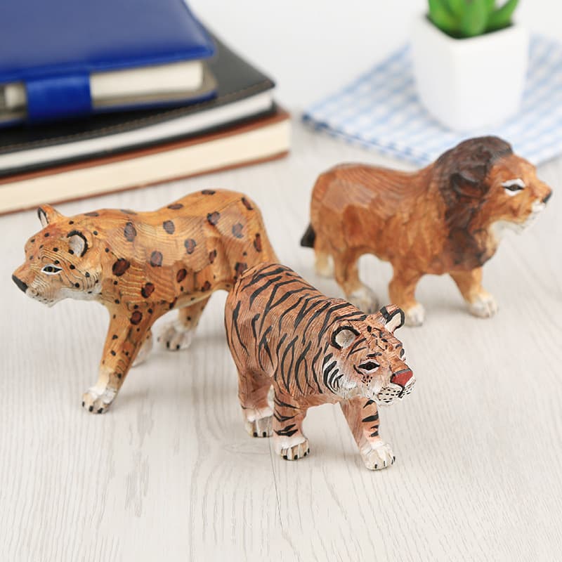 [Estoque pronto] Leque Aoki pintado à mão tigre leão formato Animal decoração criativa para casa escultura em madeira ar