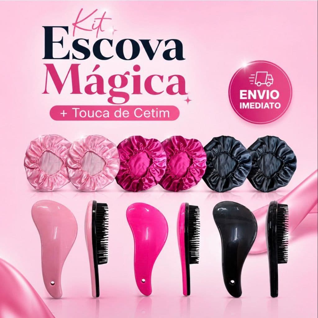 Kit 50 peças, 25 Touca de Cetim e 25 Escovas MÁGICA Sem Quebrar Os Fios salão beleza CABELO