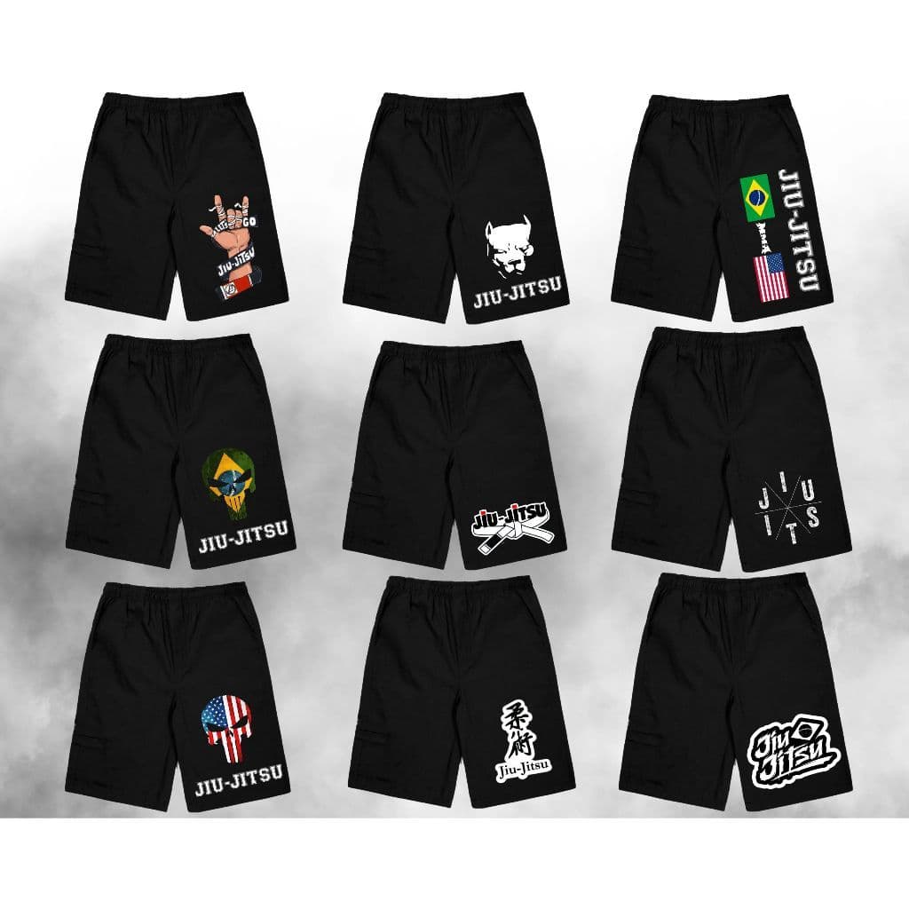 Bermuda de Jiu Jitsu Treino Academia Poliéster Muay Thai MMA Luta BJJ Brasil EUA