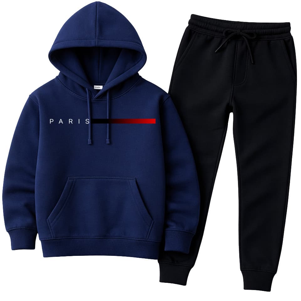 Kit Infantil Masculino Moletom E Calça Estampada Paris Feminina 100% Algodão Premium