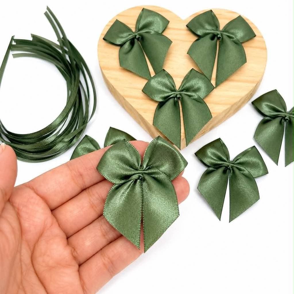 Laço VERDE OLIVA  - COM FITA PARA AMARRAR 20/40/100 Unidades - nº5 - 5 cm