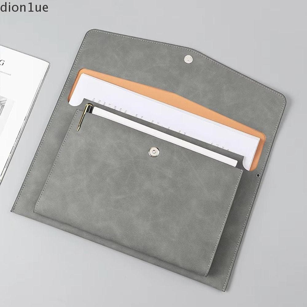 Bolsa Para Documentos De Couro DION1UE A4 , Pasta De Arquivo De Camada Dupla De Grande Capacidade Com Botão , Corda