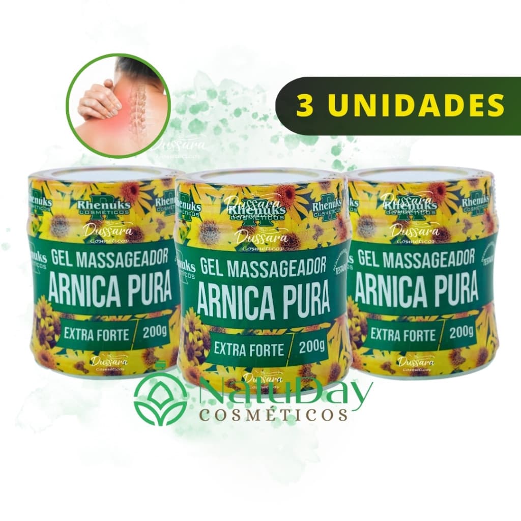 Kit 3 Gel Para Massagem Muscular Arnica Pura (Extra-F0RTE) 200g Rhenuks