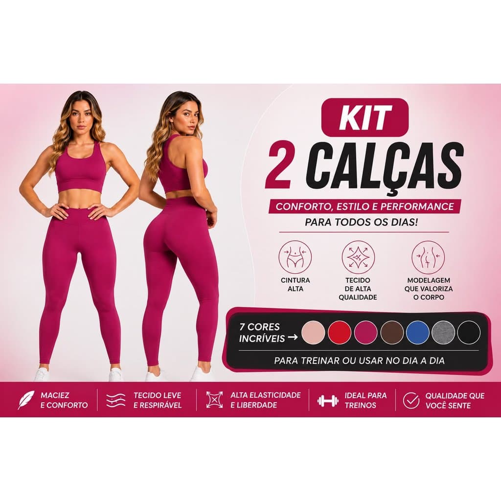 Kit 2 Calças Leg Suplex Feminina Fitness