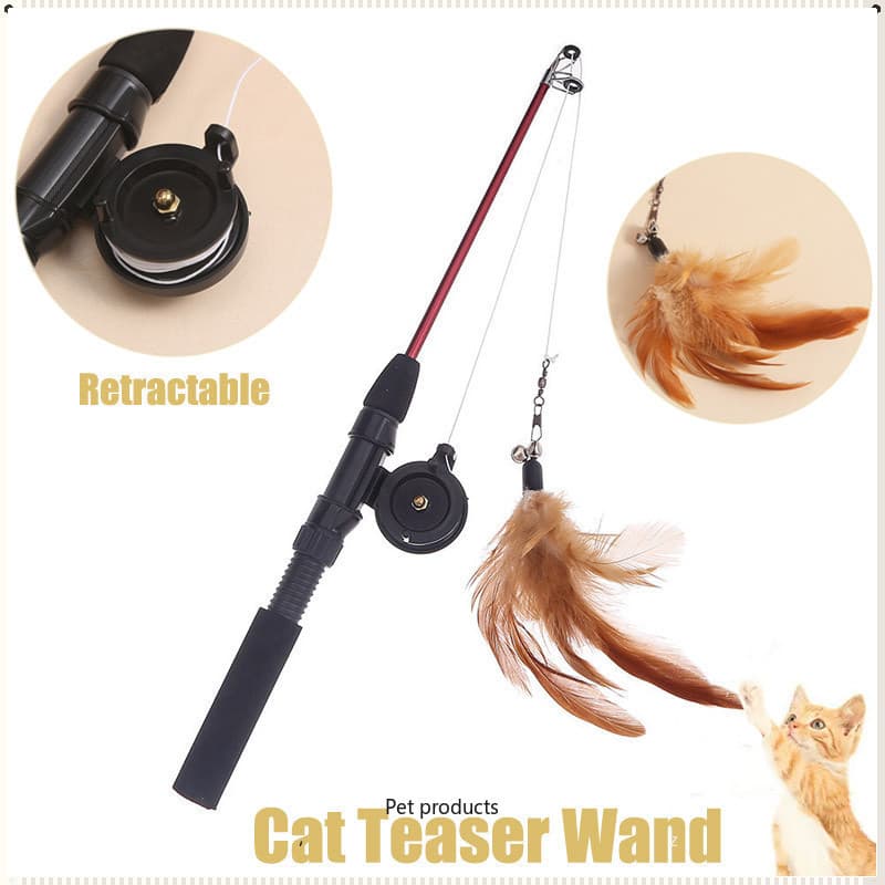 Gato Teaser Varinha Gatos Gatinho Vara De Pesca Retrátil Jogando Brinquedo Interativo Suprimentos Para Animais De Estima