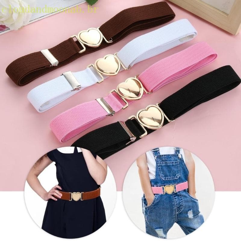 Cinto Elástico CLO para Crianças, Cinto Modelador Slim para Meninas, Fivela em Forma de Coração Ajustável, Acessórios de