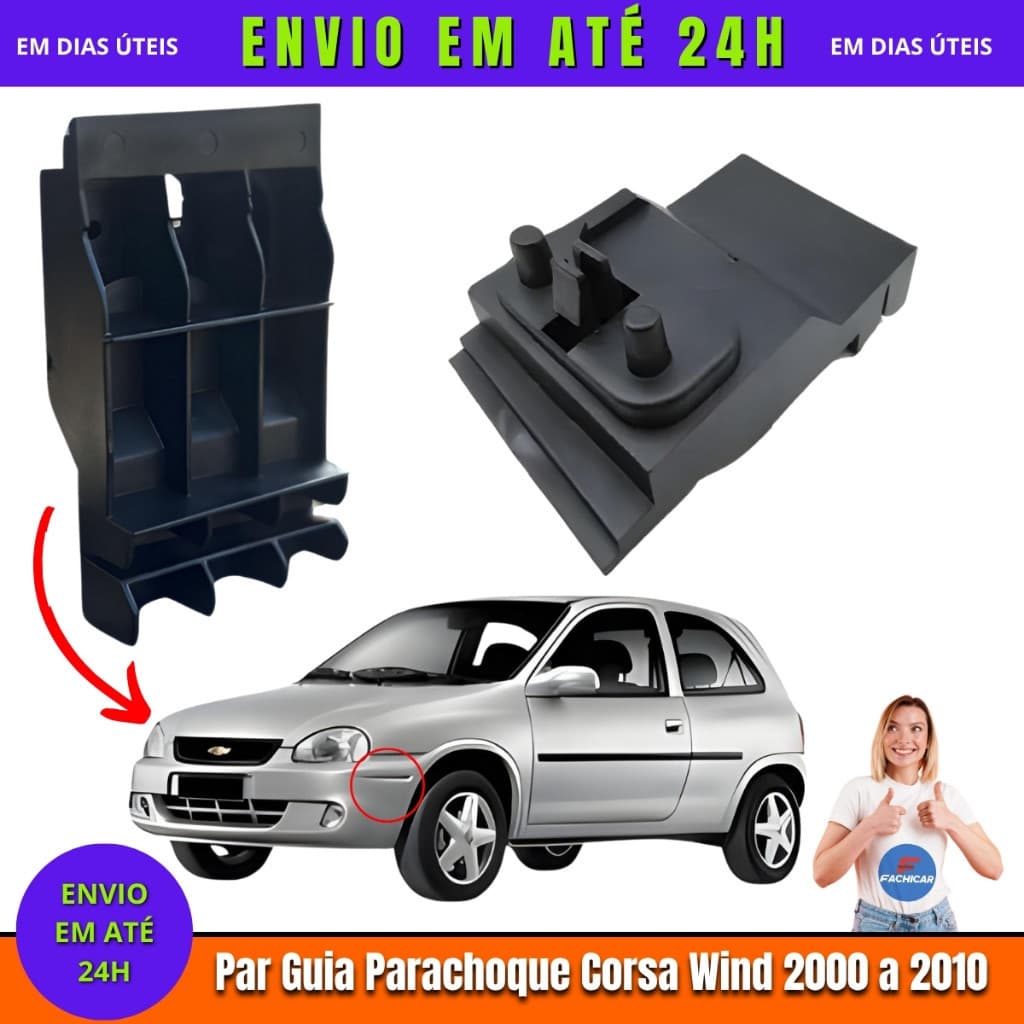 Par Guia Parachoque Dianteiro Corsa Wind 2000 2001 2002 03 04 05 06 07 08 09 2010