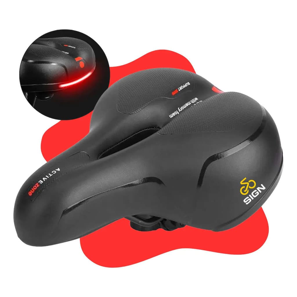 Banco Bike Selim Grande Para Bicicleta Super Comfort Molas Vazado Gel Tech  Refletor Spinning Mtb Confortável Resistente
