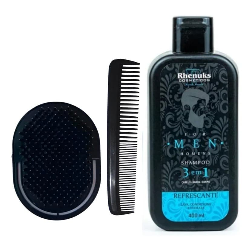 Kit Shampoo For Men 3 Em 1 + Pente Pata + Pente Bolso