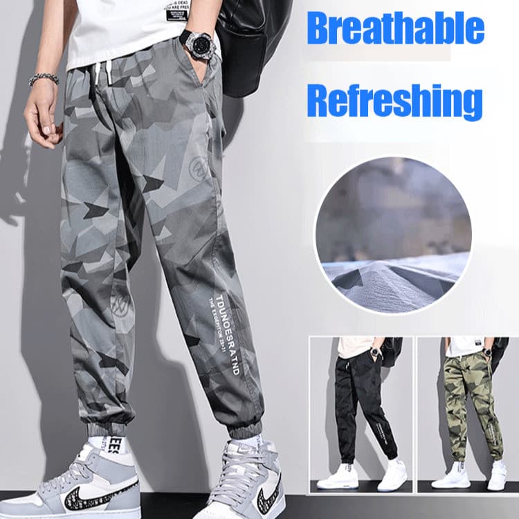 【Design Versátil】[Cool Summer Wear] Cargo Masculina/Calça Camuflada/Calça de Verão/ Jogger/Calça Esportiva