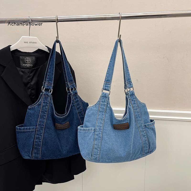 Bolsa De Ombro Jeans Estilo Coreano – Grande Capacidade Para Mulheres Viajantes