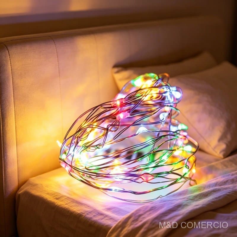 40/48/50 Pcs Fio Luminoso Para Decoração De Quarto 2M 20 Leds Multicoloridos Caixa De Bateria Portátil Sem Plugue