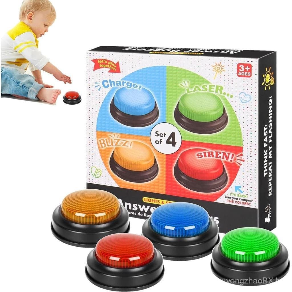 Botão de Alarme para Jogos 9x9x3.5cm com Som e Luz para Ensino em Sala de Aula e Testes de Respostas