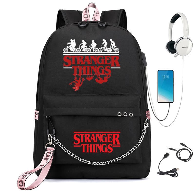 Mochila temática da série de TV americana "Monster Merchandise" de 2026, mochila com carregamento USB, mochila escolar p