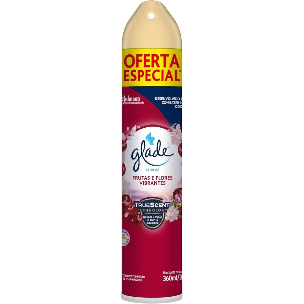 Glade Aromatizador de Ambiente Odorizador de Ambiente Frutas e Flores Vibrantes Aerosol 360ml