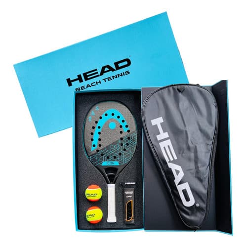 Kit Presente Beach Tennis HEAD Caixa com Raquete Bolinha Capa e Acessórios