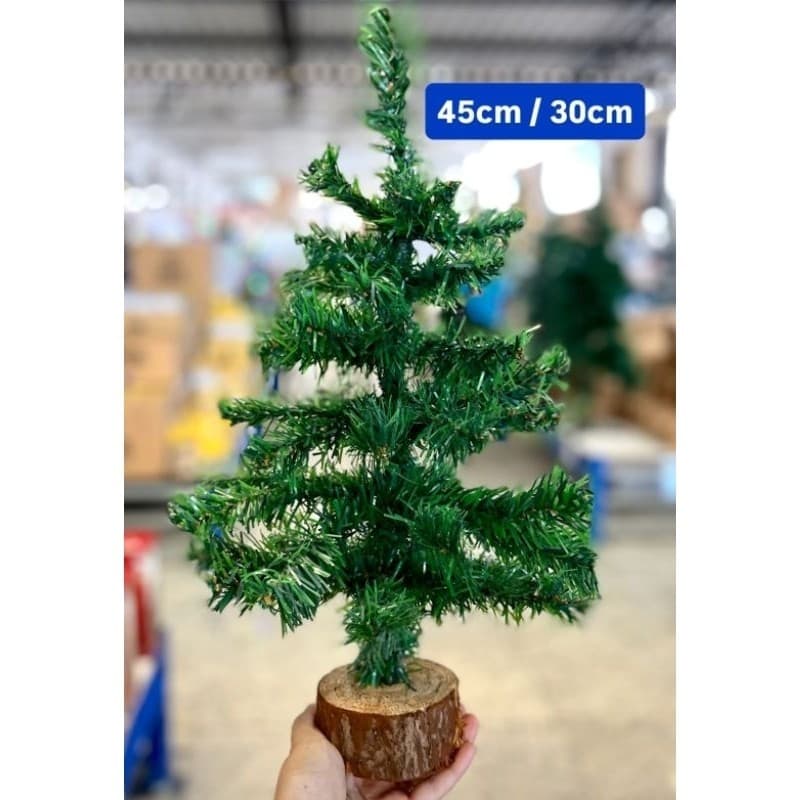Mini árvore 45cm com base de madeira toque rústico
