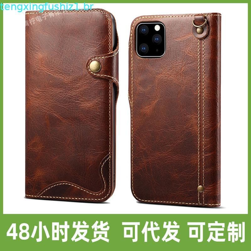 Para iPhone 17 16 15 14 13 12 11 XSMAX 8Plus Luxo Vintage Couro Genuíno Caso Flip Carteira Cartão De Negócios Saco Do Te