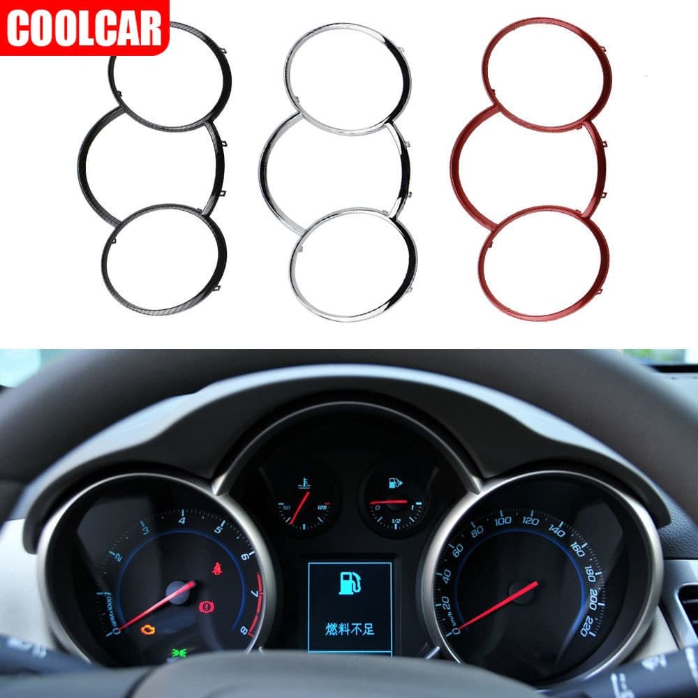 Anel adesivo decorativo cromado em ABS de peça única para acessórios de carro Chevrolet 3MAP, utilizado no painel de ins
