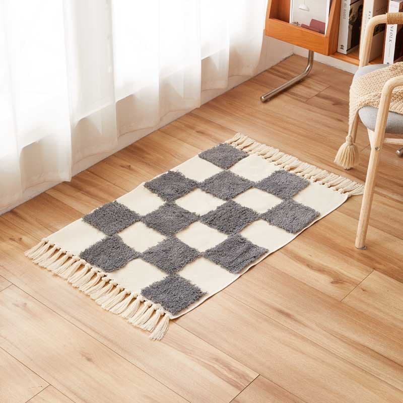 [Novo produto] Cluster Tapetes de lã para casa Tapete de tecido com borla Tapete de cabeceira longo para quarto feito à
