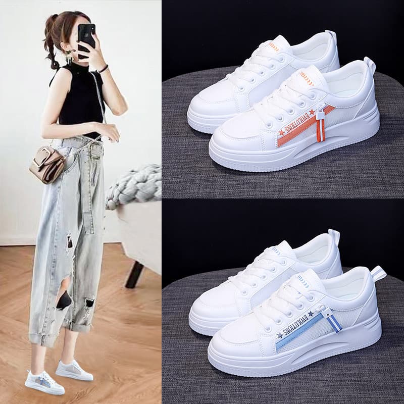 Malha respirável sapatos femininos 2026 primavera verão sapatos brancos femininos de sola macia tênis esportivos QR666 W
