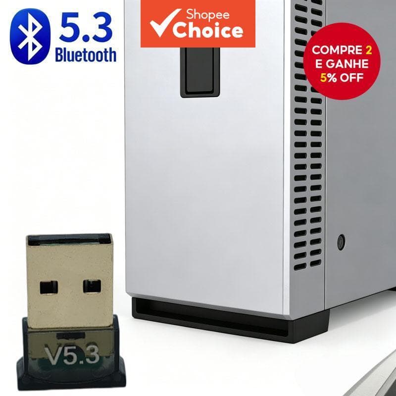 Adaptador USB Bluetooth 5.3 Receptor de Áudio Sem Fio para PC, Laptop, Tablet e Celular