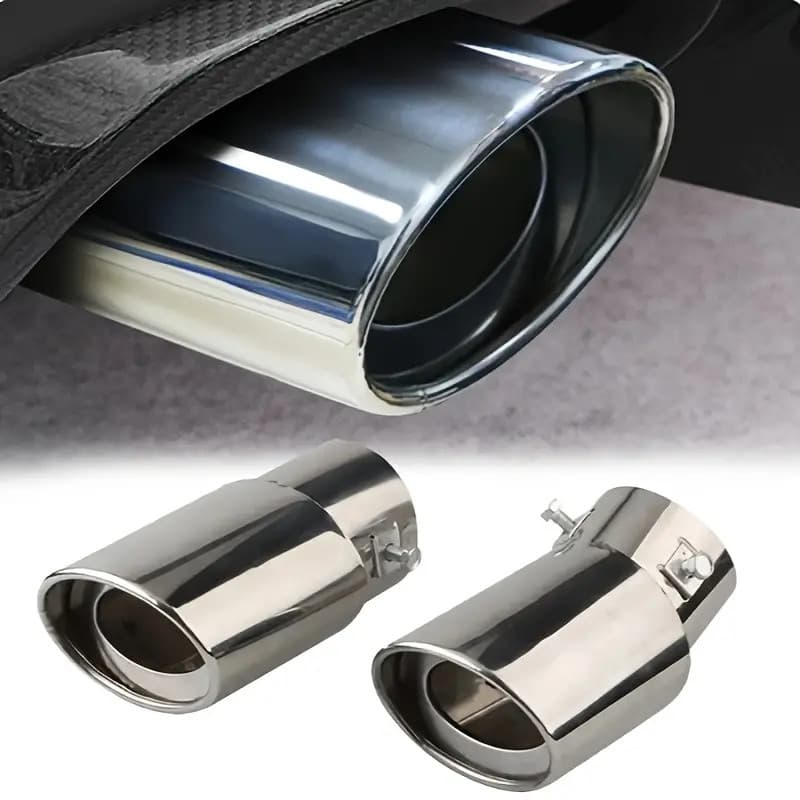 Ponteira de Escape Prateada Universal para Tuning Esportivo de Carros, Alumínio, 50RT
