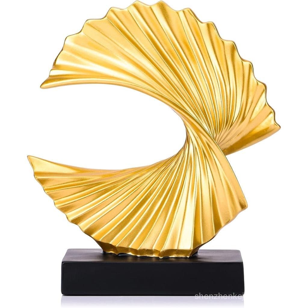 Escultura Onda Dourada, Ornamento Decorativo Moderno de Onda Oceânica para Casa, Estátua de Arte em Resina para Decoraçã