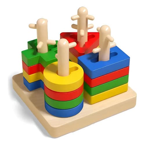 Brinquedo Jogo Educativo Infantil Encaixe Geométrico Montessori 17 Pçs Colorido