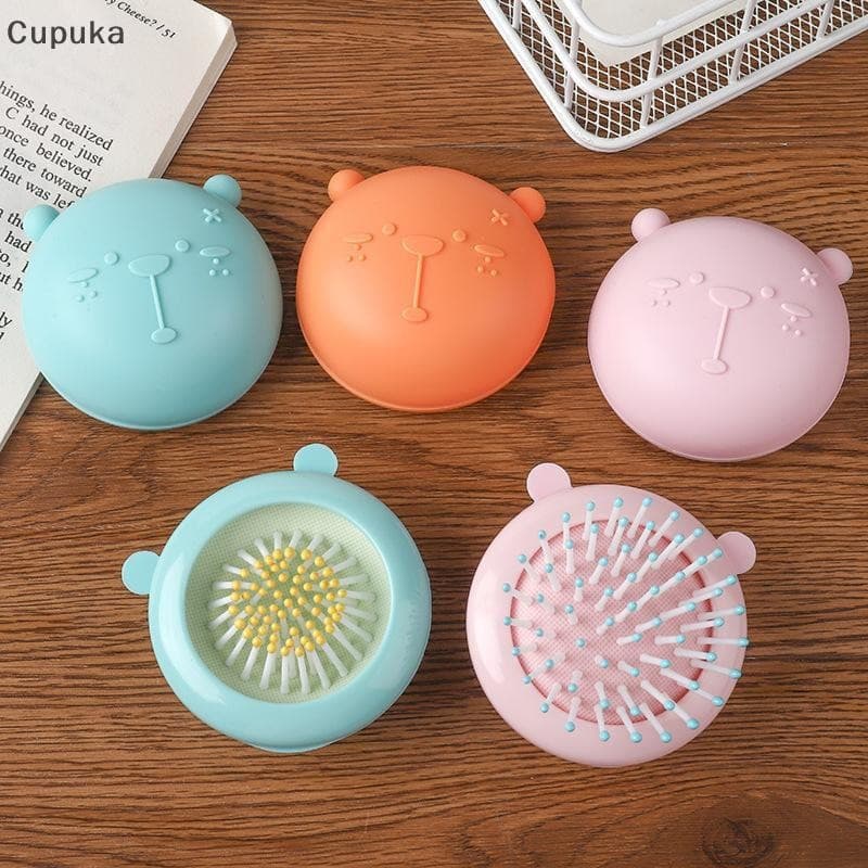 Cupuka Urso Dos Desenhos Animados Mini Bonito Cabeça Massageador Saco De Ar Hairb Redondo Almofada Portátil Ferramenta D