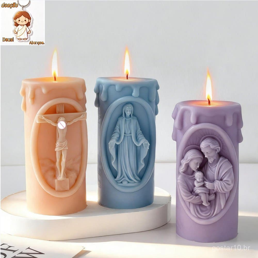 Molde De Pilar De Presépio De Jesus De Silicone-Moldes De Fundição De Resina De Vela Ondulada Para Suprimentos De Artesa