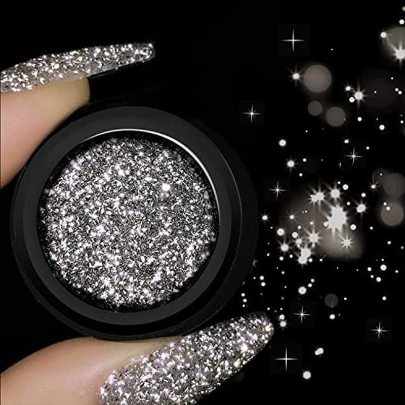 Esmalte De Gel Com Glitter Reflexivo Holográfico Brilho Diamante Prata Piscando Discoteca DJ Bomba Metálica Unhas Polige